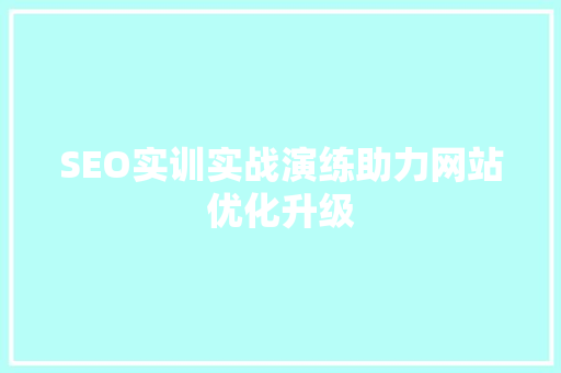 SEO实训实战演练助力网站优化升级