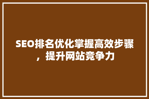 SEO排名优化掌握高效步骤，提升网站竞争力