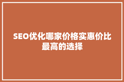 SEO优化哪家价格实惠价比最高的选择