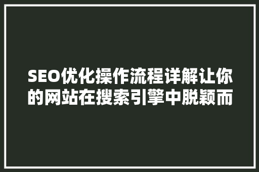 SEO优化操作流程详解让你的网站在搜索引擎中脱颖而出