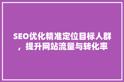 SEO优化精准定位目标人群，提升网站流量与转化率  第1张