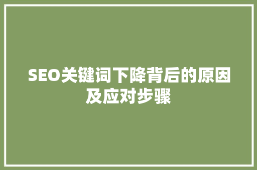 SEO关键词下降背后的原因及应对步骤