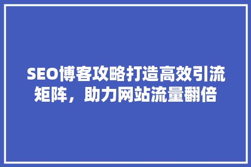SEO博客攻略打造高效引流矩阵，助力网站流量翻倍
