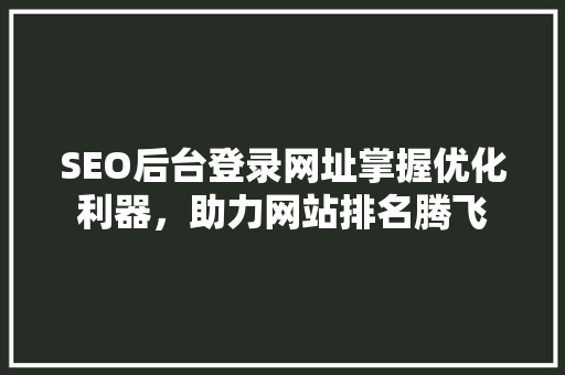 SEO后台登录网址掌握优化利器，助力网站排名腾飞