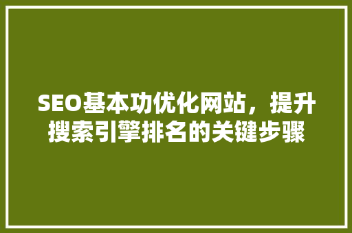 SEO基本功优化网站，提升搜索引擎排名的关键步骤