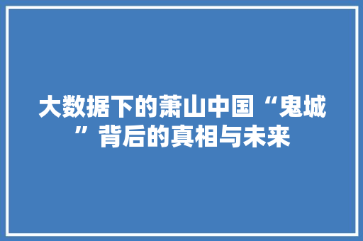 大数据下的萧山中国“鬼城”背后的真相与未来