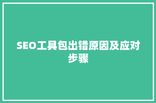 SEO工具包出错原因及应对步骤