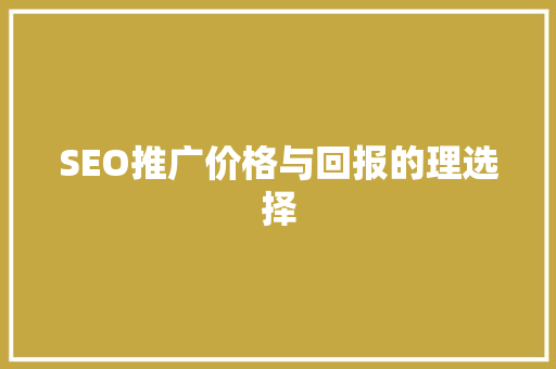 SEO推广价格与回报的理选择  第1张
