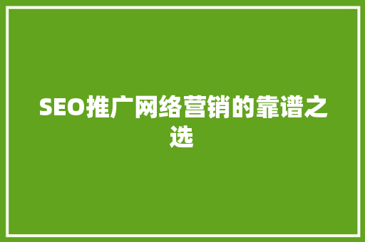 SEO推广网络营销的靠谱之选