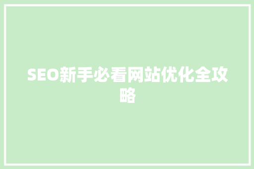 SEO新手必看网站优化全攻略