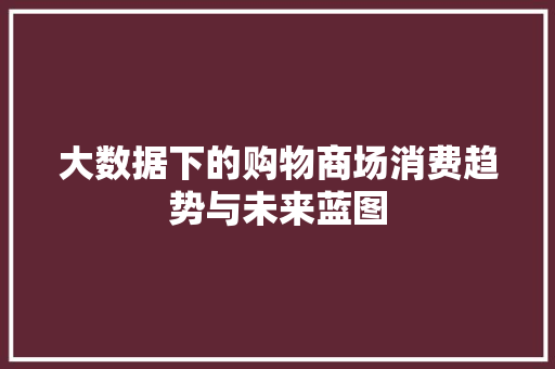 大数据下的购物商场消费趋势与未来蓝图  第1张