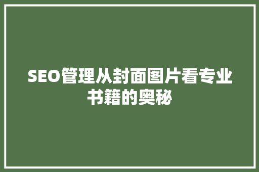 SEO管理从封面图片看专业书籍的奥秘