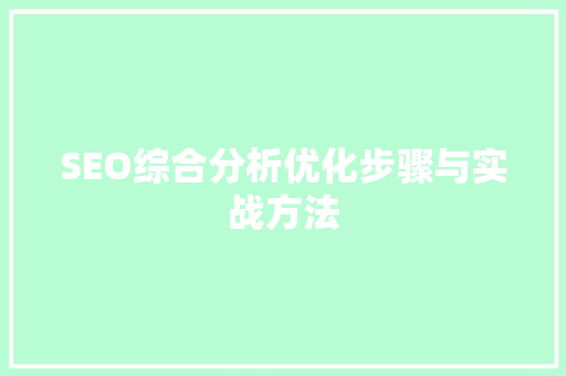 SEO综合分析优化步骤与实战方法