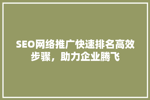 SEO网络推广快速排名高效步骤，助力企业腾飞