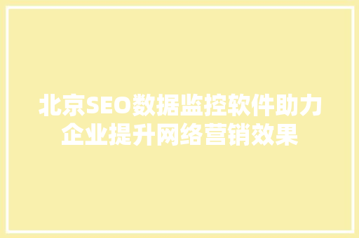 北京SEO数据监控软件助力企业提升网络营销效果