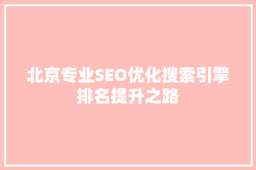 北京专业SEO优化搜索引擎排名提升之路
