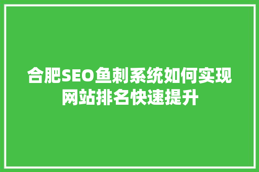 合肥SEO鱼刺系统如何实现网站排名快速提升