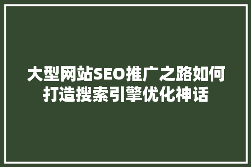 大型网站SEO推广之路如何打造搜索引擎优化神话