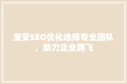 宝安SEO优化选择专业团队，助力企业腾飞