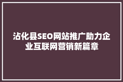 沾化县SEO网站推广助力企业互联网营销新篇章