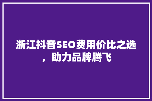 浙江抖音SEO费用价比之选，助力品牌腾飞