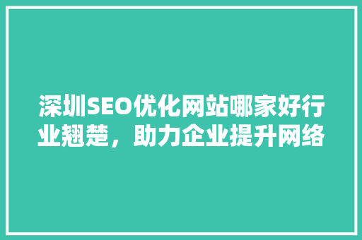 深圳SEO优化网站哪家好行业翘楚，助力企业提升网络影响力
