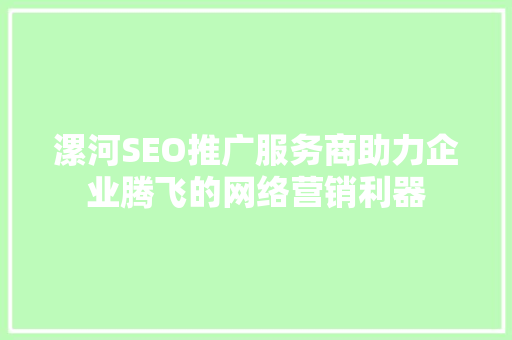 漯河SEO推广服务商助力企业腾飞的网络营销利器