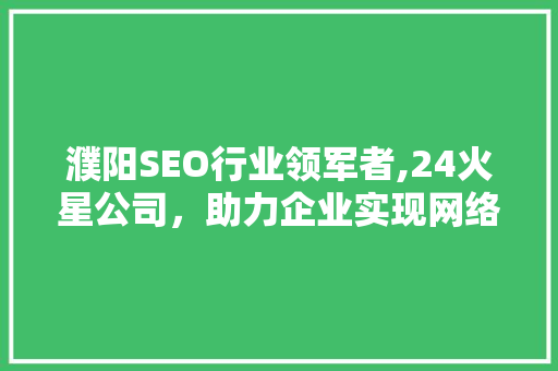 濮阳SEO行业领军者,24火星公司，助力企业实现网络营销新高度  第1张