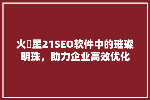 火亅星21SEO软件中的璀璨明珠，助力企业高效优化