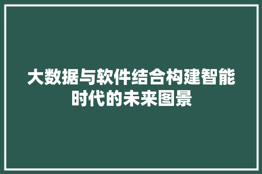 大数据与软件结合构建智能时代的未来图景  第1张