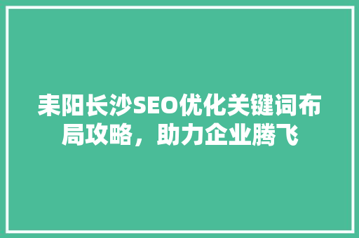 耒阳长沙SEO优化关键词布局攻略，助力企业腾飞