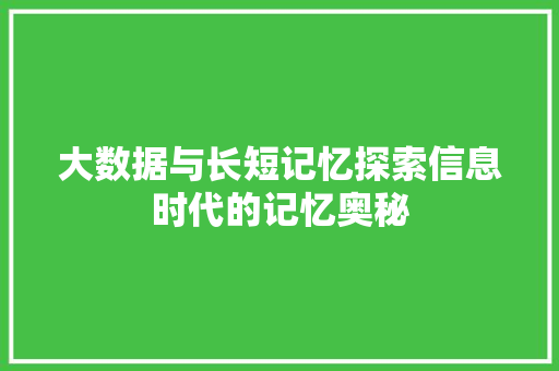 大数据与长短记忆探索信息时代的记忆奥秘