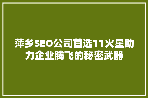 萍乡SEO公司首选11火星助力企业腾飞的秘密武器