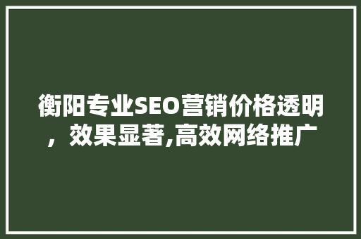 衡阳专业SEO营销价格透明，效果显著,高效网络推广之路