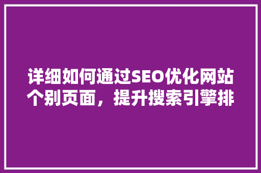 详细如何通过SEO优化网站个别页面，提升搜索引擎排名
