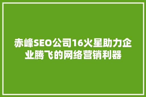 赤峰SEO公司16火星助力企业腾飞的网络营销利器