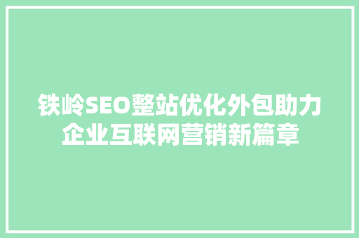 铁岭SEO整站优化外包助力企业互联网营销新篇章