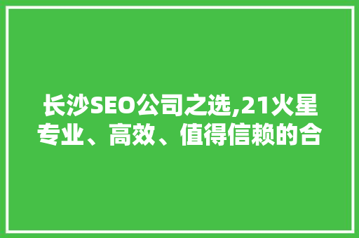 长沙SEO公司之选,21火星专业、高效、值得信赖的合作伙伴