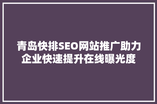 青岛快排SEO网站推广助力企业快速提升在线曝光度