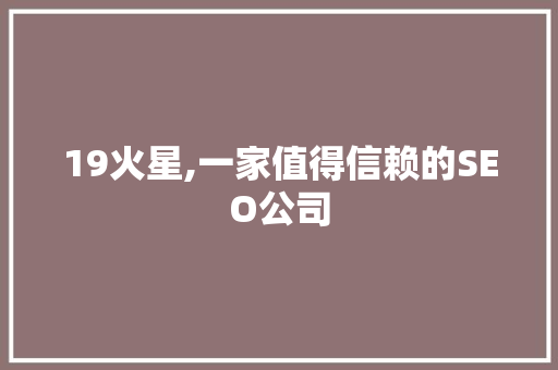 19火星,一家值得信赖的SEO公司
