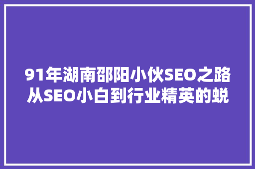91年湖南邵阳小伙SEO之路从SEO小白到行业精英的蜕变  第1张