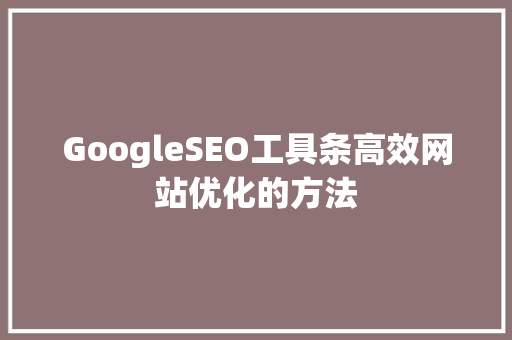 GoogleSEO工具条高效网站优化的方法