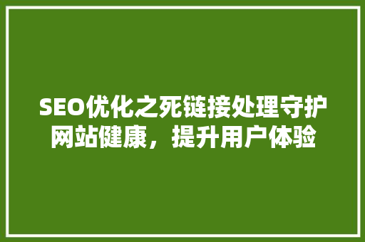 SEO优化之死链接处理守护网站健康，提升用户体验