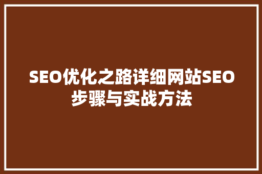 SEO优化之路详细网站SEO步骤与实战方法