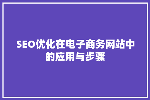SEO优化在电子商务网站中的应用与步骤