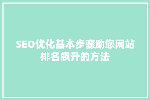 SEO优化基本步骤助您网站排名飙升的方法