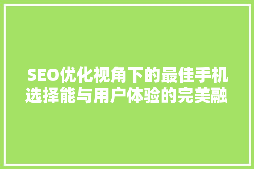 SEO优化视角下的最佳手机选择能与用户体验的完美融合