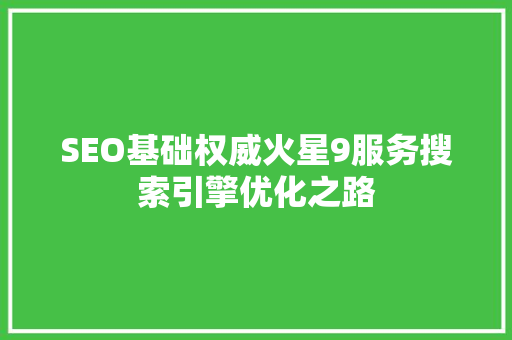 SEO基础权威火星9服务搜索引擎优化之路