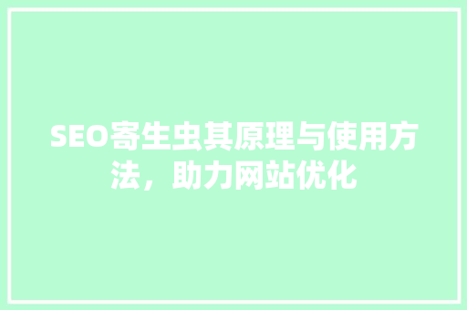SEO寄生虫其原理与使用方法，助力网站优化
