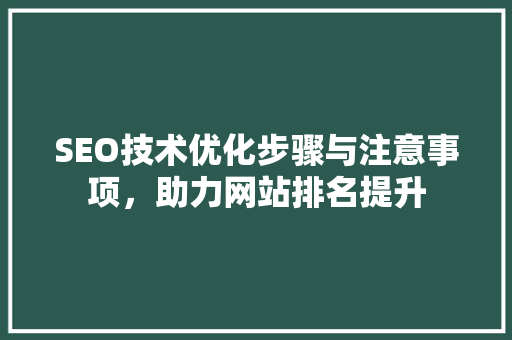 SEO技术优化步骤与注意事项，助力网站排名提升